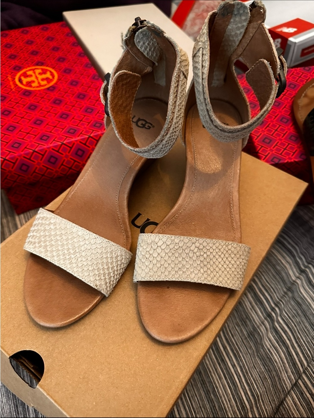 UGG Women's Neutral Textured Ankle-Strap Sandal - Beige